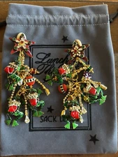 Lunch At The Ritz MISTLETOADS clip Earrings; HUGE & RARE!!