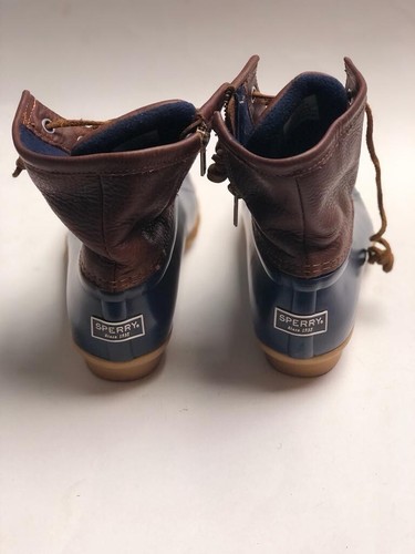 Sperry waterproof Rubber boot blue/brown size 6M closure zipper and lace-up - Picture 2 of 7
