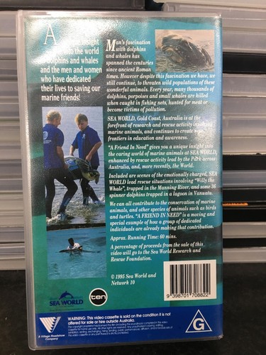 A Friend In Need - Caring For Dolphins And Whales ex-rental VHS tape * rare * - Picture 2 of 4