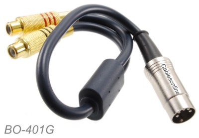 1ft. 5-Pin Din Plug to 2 RCA Gold Jacks Cable for B&O