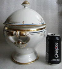 Antique OLD Paris Porcelain Ecuelle Tureen Hand Painted GOLD Gilt & Cobalt Blue