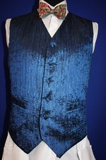 Mens/Boys Formal/Evening/Wedding crinkled Blue Waistcoat size Small