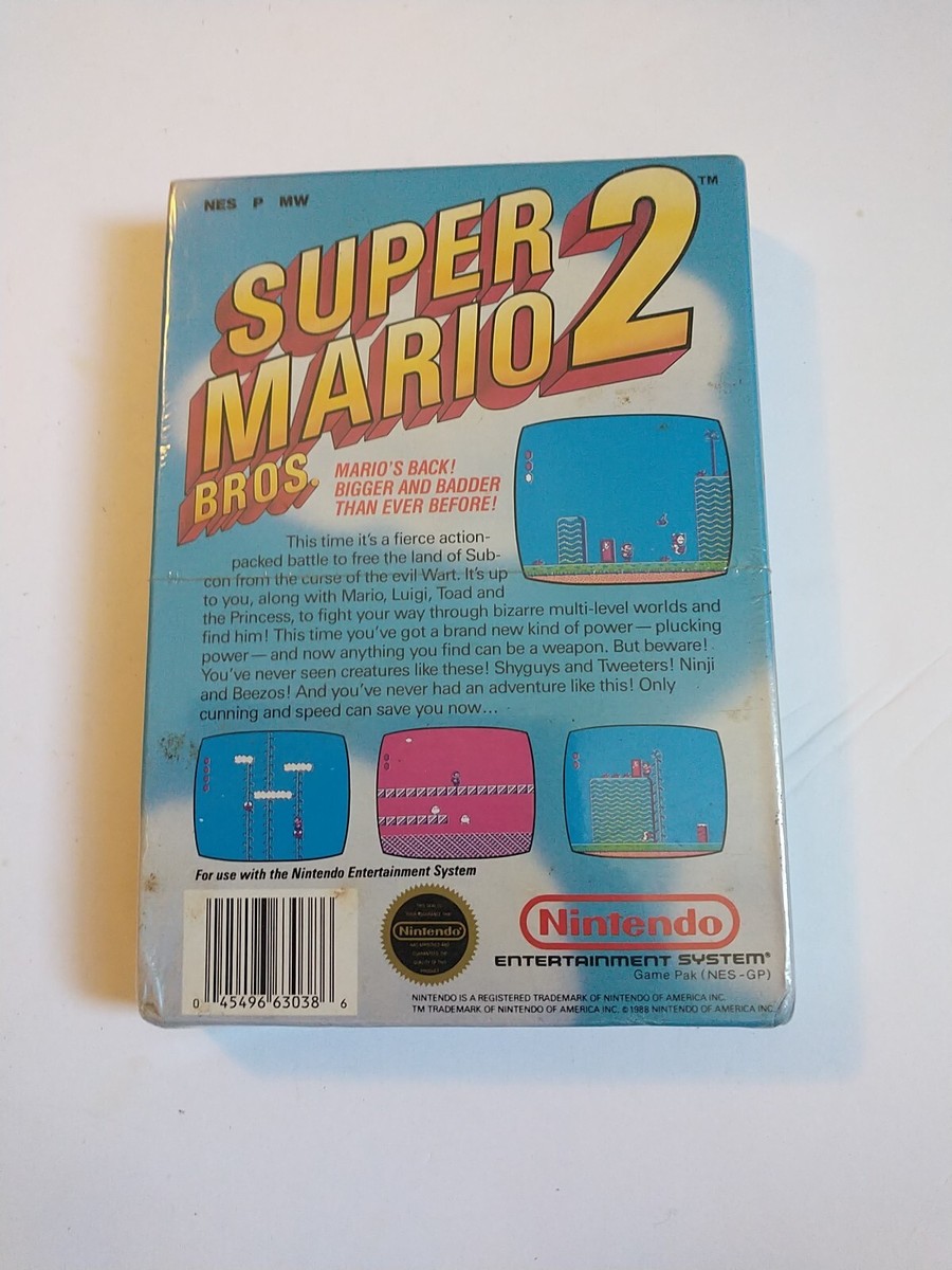 Super Mario Bros 2 (Nintendo NES, 1988) Game Cart With Box