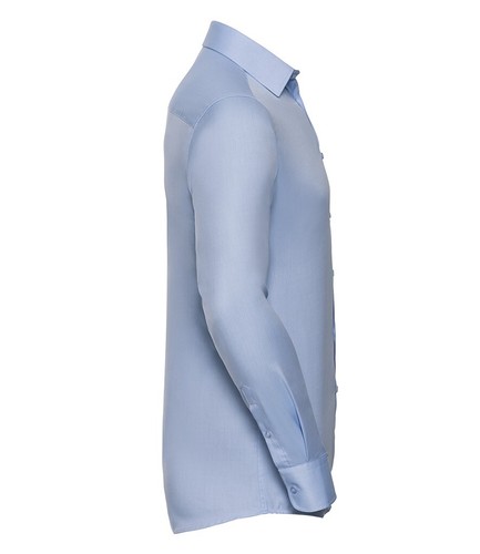 Russell Herringbone Shirt 962M Mens Mans BLUE or WHITE Long Sleeve - Picture 4 of 9