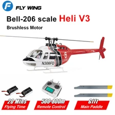Fly Wing Bell 206 V3 6CH GPS 3D Free Main Paddle RC Helicopter RTF 2 Batteries