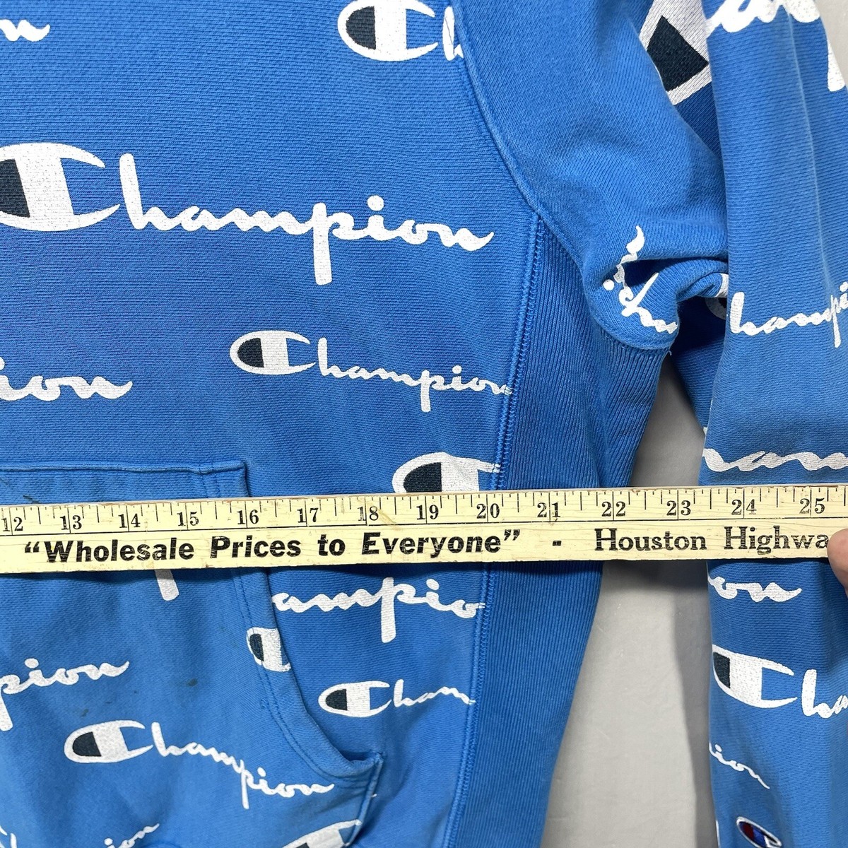 Champion Reverse Weave Logo All Over Print Blue Hoodie Champion Reverse Weave Logo All Over Print Blue Hoodie