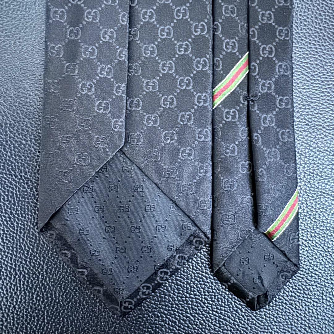 Gucci Skinny Neck Tie New Unused GG Check Marmont Black 100