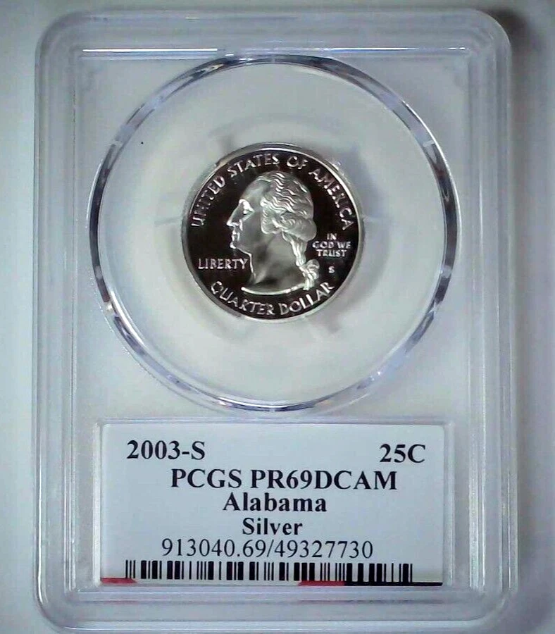 2003-S 25C State Quarter Alabama PCGS PR69 DCAM 90% Silver 25lutu0226 - Image 2 of 4