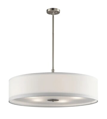 Brushed Nickel Signature 5 Light Pendant, Kichler 42196 Chandelier 