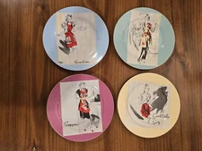 Rosanna 8" Plates Set of 4 1950s Entertaining Women Supper Cocktails Luncheon