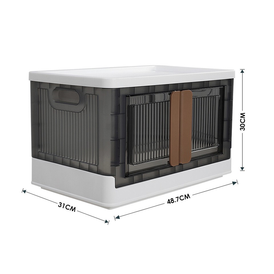 2 Doors Folding Plastic Storage Box Stackable Container Clothes Toy