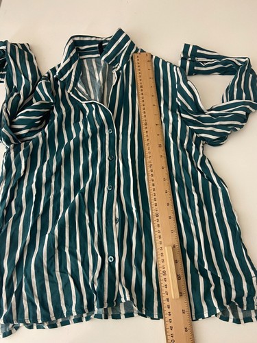 H&M Dvided Size 8 XS Black & white stripped viscose button down lng sleeve shirt - Picture 11 of 12