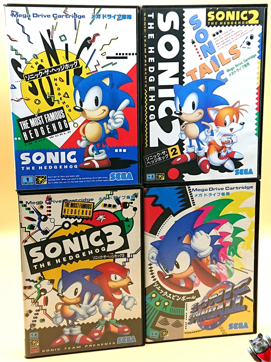 Sega Mega Drive Sonic The Hedgehog 1 2 3 Spinball Lot 4 Games Set