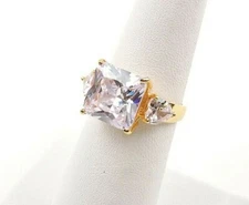 Stainless Steel 6.50 cttw Princess And Heart Cut Zircon Ring 
