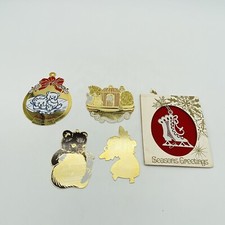 Vintage Gloria Duchin Christmas Ornaments Gold Tone 1990s Set of 4