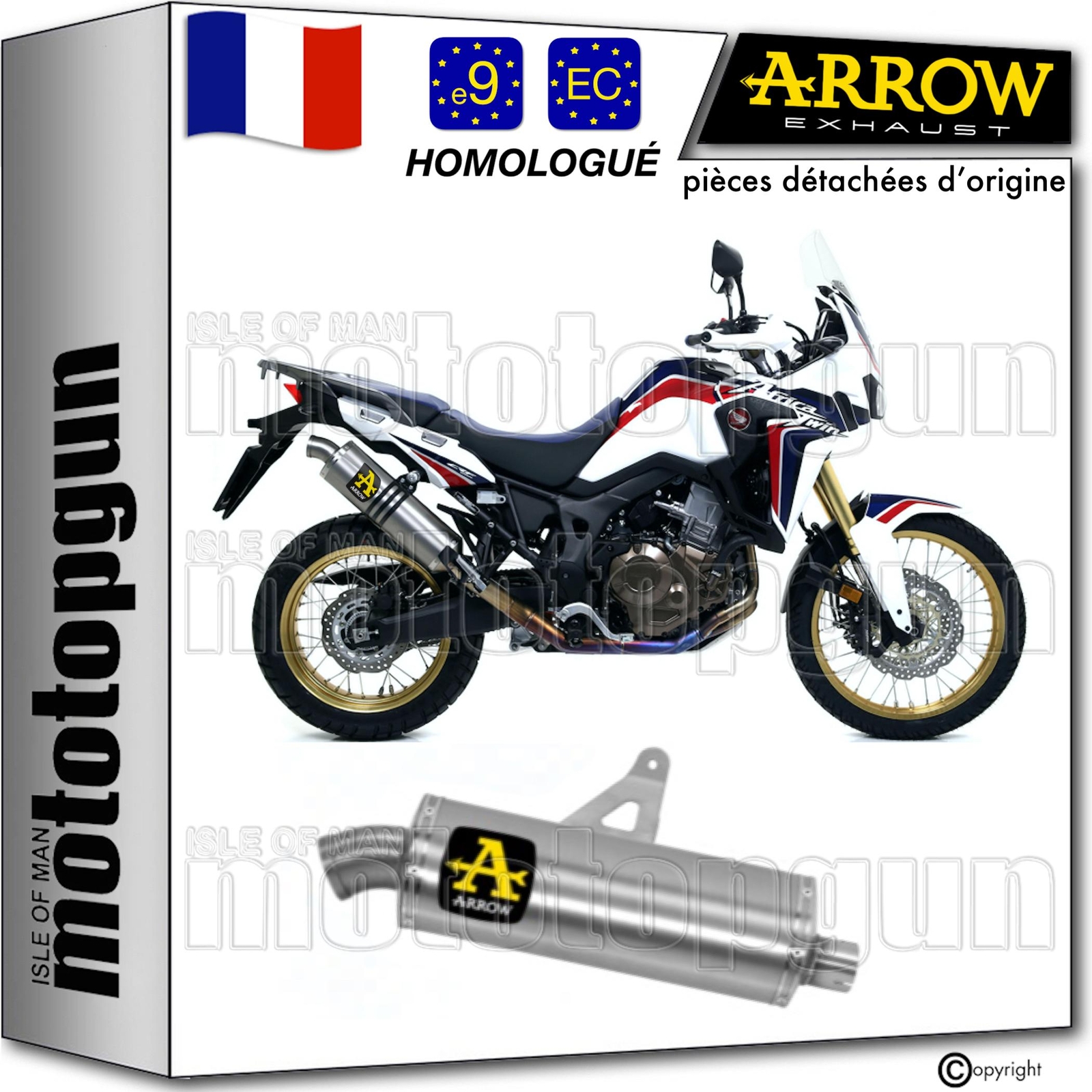 Silencieux Arrow homologué pour Africa Twin 1000 avec embout carbone