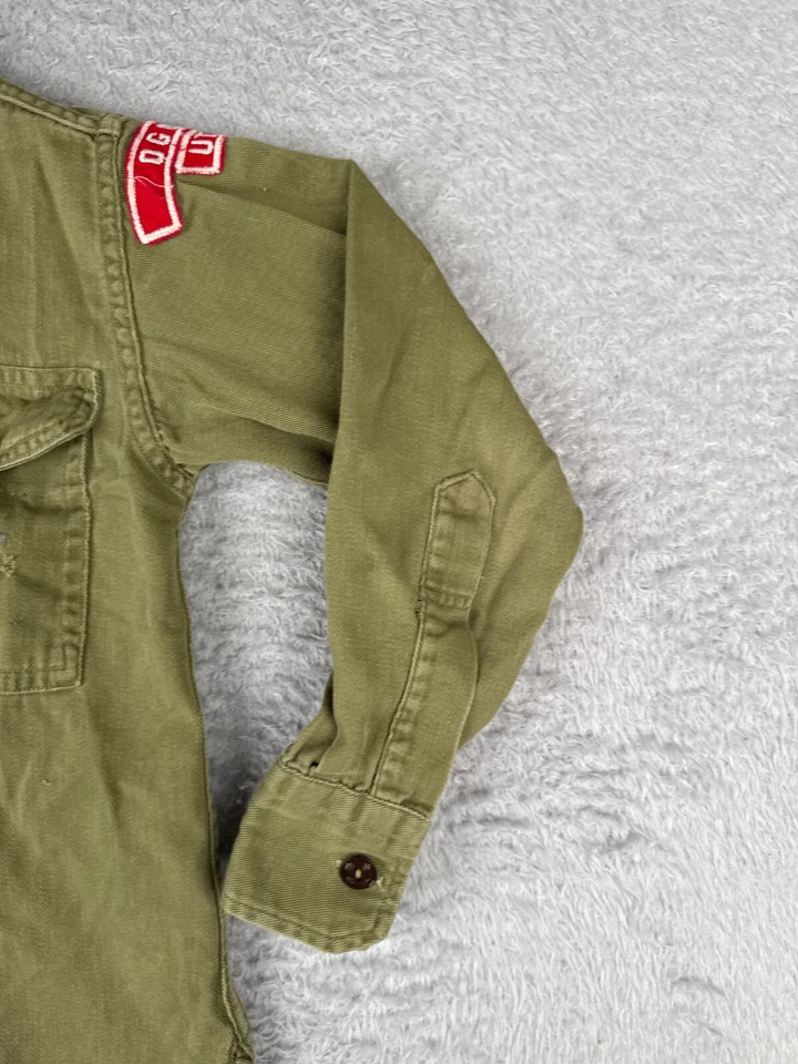 VINTAGE Boy Scouts of America Shirt Youth Small Green 50s Ogden Utah Long Sleeve - Image 2 of 4