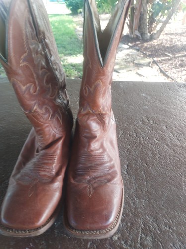 Stetson Mens Western Cowboy Boots 10D Square Toe Handcrafted Mexico Leather - Picture 2 of 13