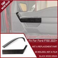 Black Wood Interior Front Door Handle Panel Armrest Cover Trim For Ford F150 21+