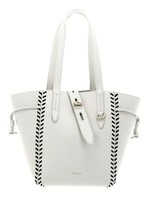 Furla Net Tote Bag M Schultertasche Shopper Tasche Marshmallow + Nero Creme Neu
