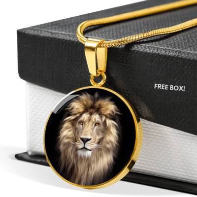 Personalized Lion Head Engraved (Customized) Popular Luxury Circle Necklace Gift