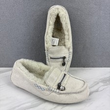 Ugg Australia Women's 6 Ansley Charm Moccasin Slippers Sheepskin White