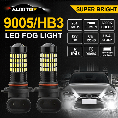 2X AUXITO 9005 HB3 LED Fog Light Car Daytime Running Lamp White Bulbs High Power - Picture 2 of 10
