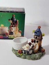 Vintage Halloween Ceramic Haunted House Candle Tea Light Holder Ghost