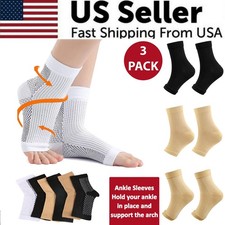 Copper Ankle Brace Silver Support Compression Sleeve Socks Foot Fasciitis Pain