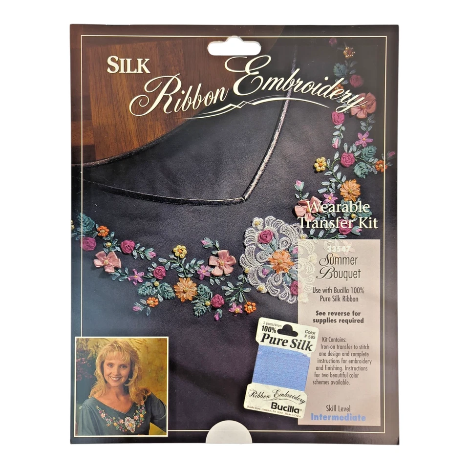 Bucilla Silk Ribbon Embroidery Wearable Transfer Kits | Floral Lot 14 Rare NOS - Image 3 of 4