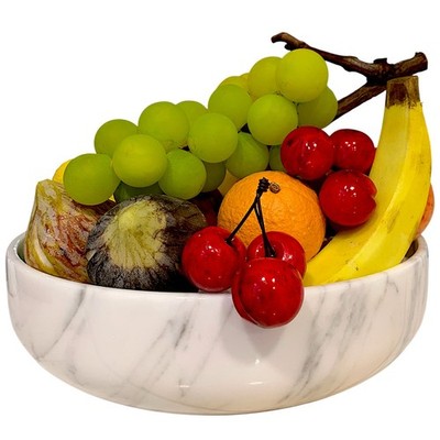Composition centerpiece with handmade fruit in Carrara marble home D 30cm