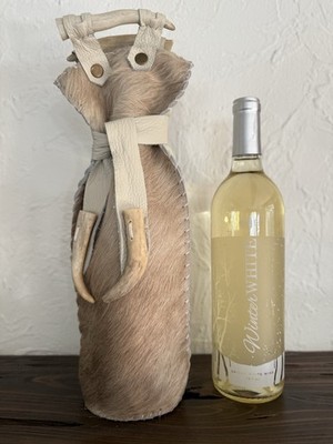Wine Bag - Single, Hair on Hide, Cowhide, Shed Antler - 1 Bottle Capacity