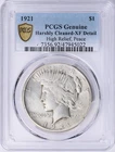 1921 Peace Silver Dollar $1 High Relief PCGS XF Details (022)