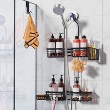 Shower Caddy Hanging with Door Hook - Split Design for Handheld Showerheads,
