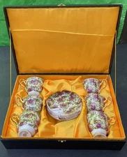 Yusui 24k Gold Plated Teacup and Saucer 6 Pair 12 Pcs All