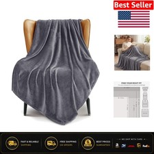 Luxurious Double-Sided Fleece Throw Blanket - 50x70 Inches, Dark Grey Elegance