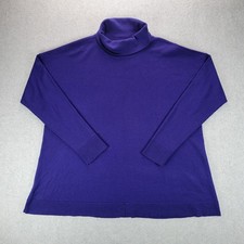 Eileen Fisher Purple 100% Merino Wool Turtlen...
