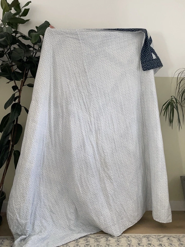 Large Patchwork Quilt 86x100 Navy Blue White Cottage Blanket - Image 2 of 4