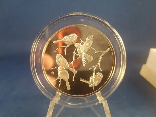 1970 Franklin Mint NO. 2 GilroyRoberts Birds Chickadees 2oz 925 Silver With Docs