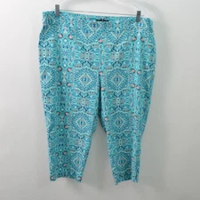 Counterparts Pull On Capri Womens 3X Teal Stretch 20" Inseam Rayon Nylon