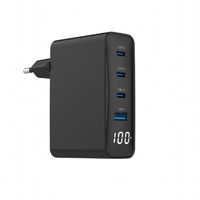 Universal Charger 100W Gan 1Xusb-A 3Xusb-C Fast Charger LCD Black Gembird