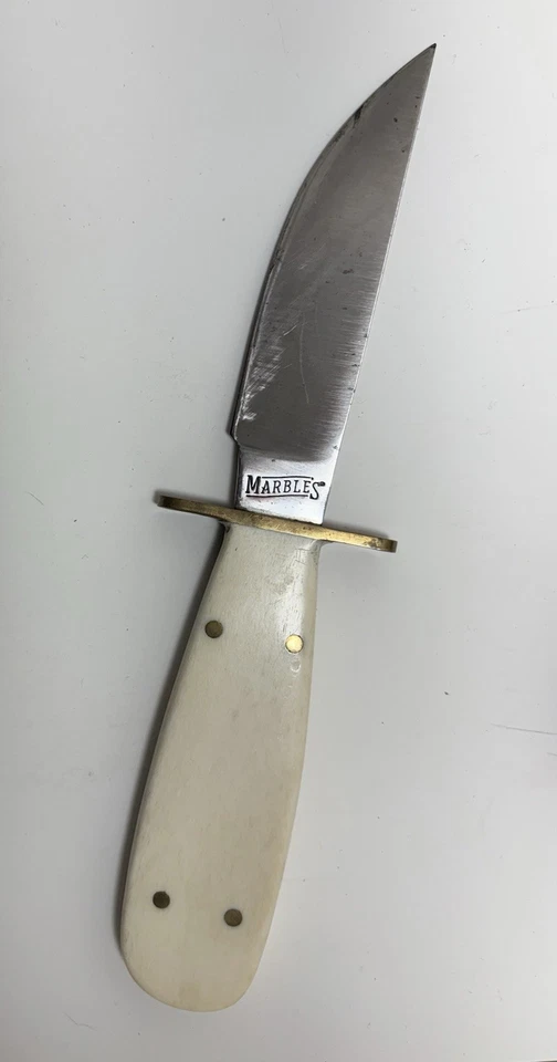 Ковбойский нож с фиксированным лезвием Marbles USA с натуральной гладкой костяной ручкой - Изображение 4 из 4