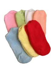 VTG Fuzzy Bootie Socks 7 Pack Lot Multicolor Soft Booties Footys 80s 9'0s NOS