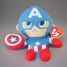 TY Beanie Baby Captain America Marvel Plush 6 With Tags VTG Superhero Toy