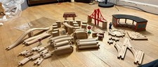 90 Lot Wooden Train Tracks Thomas, Brio, Melissa And Doug Roundhouse,Bridges..
