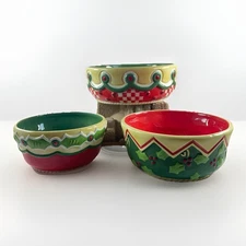 Mary Engelbreit Nesting serving bowls set of 3 Holiday Christmas Circa 2004