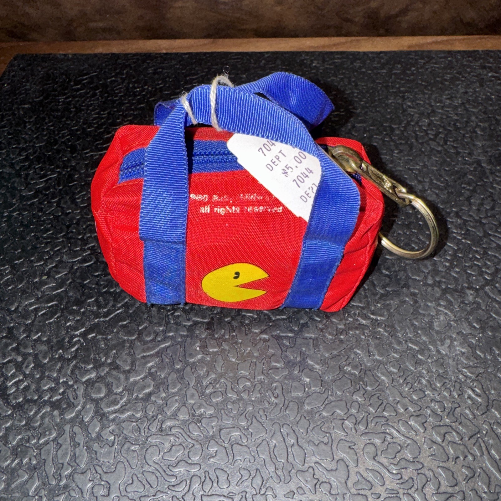 Vintage 1980 Pac-man MINI Zippered PACMAN Duffle Bag /  Keyring