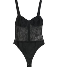 Danielle Bernstein Womens Lace Bodysuit Bodysuit, Black, 6