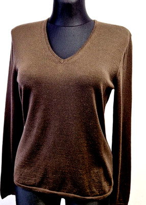 BALLY Pullover extrafeine Merinowolle Gr. 38 Pulli schokobraun Italy 11