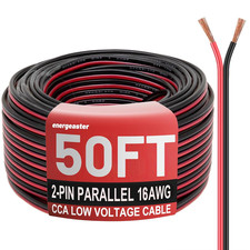 16 Gauge Wire, 16AWG Automotive Electrical Wire 50FT 2 Conductor Red Black 12V/2